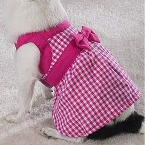 Dog Pink Gingham Spring Summer Dress